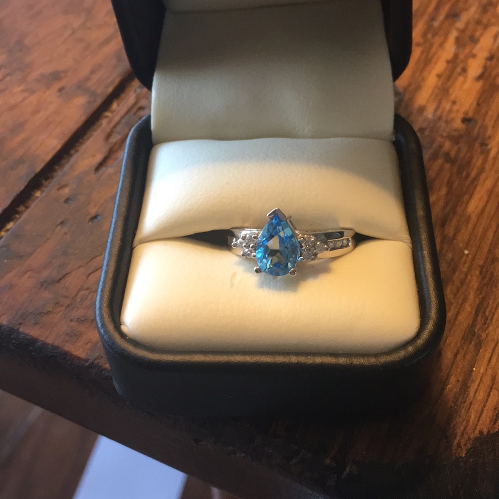 Authentic Blue Topaz and sterling silver ring