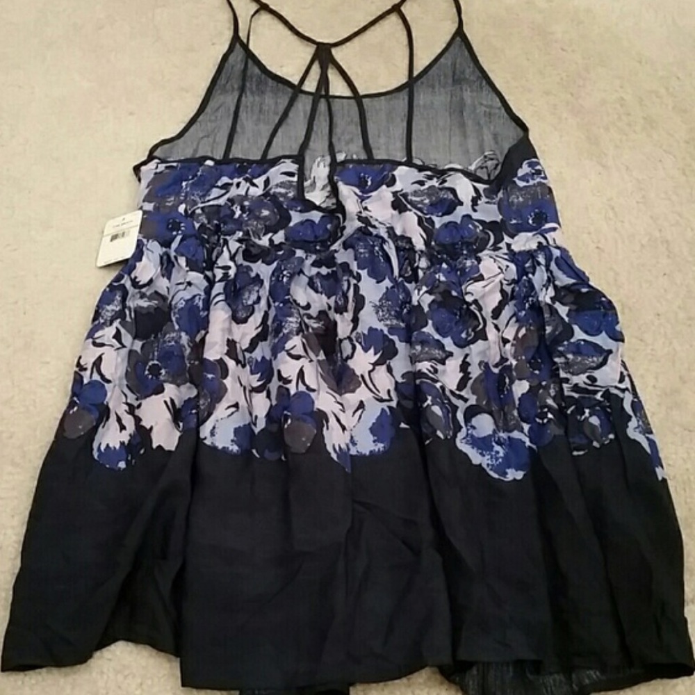 NWT sexy Free People blue floral slip dress sz Sm - Picture 4 of 5