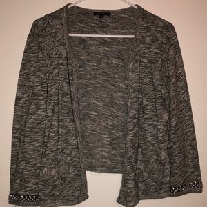 Relaxed blazer sweater pearl gem detailed cuffs