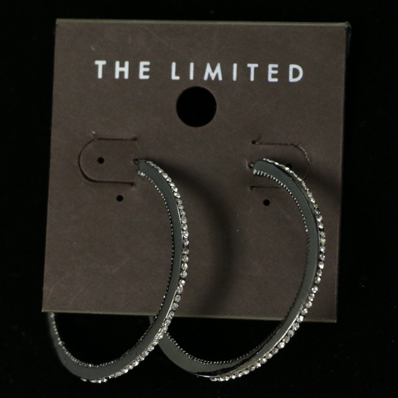 NWT gun metal pave crystal pin catch hoop LTDE52 - Picture 3 of 8