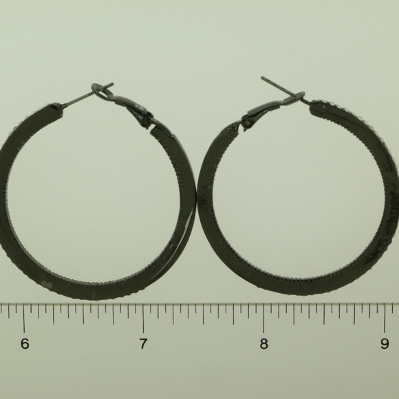 NWT gun metal pave crystal pin catch hoop LTDE52 - Picture 8 of 8