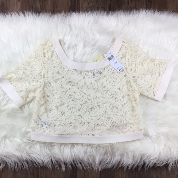 BCBGeneration Whisper White Lace Crop Top - Picture 4 of 7