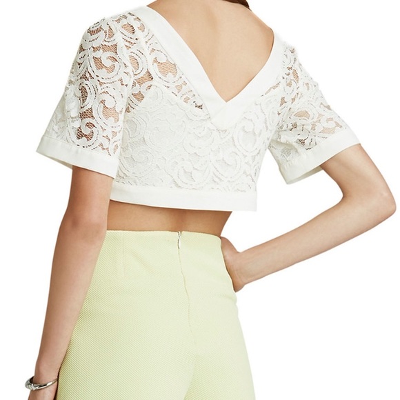 BCBGeneration Whisper White Lace Crop Top - Picture 2 of 7