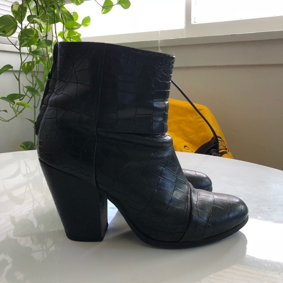 Rag and Bone Newbury booties in embossed Croc - Picture 4 of 6