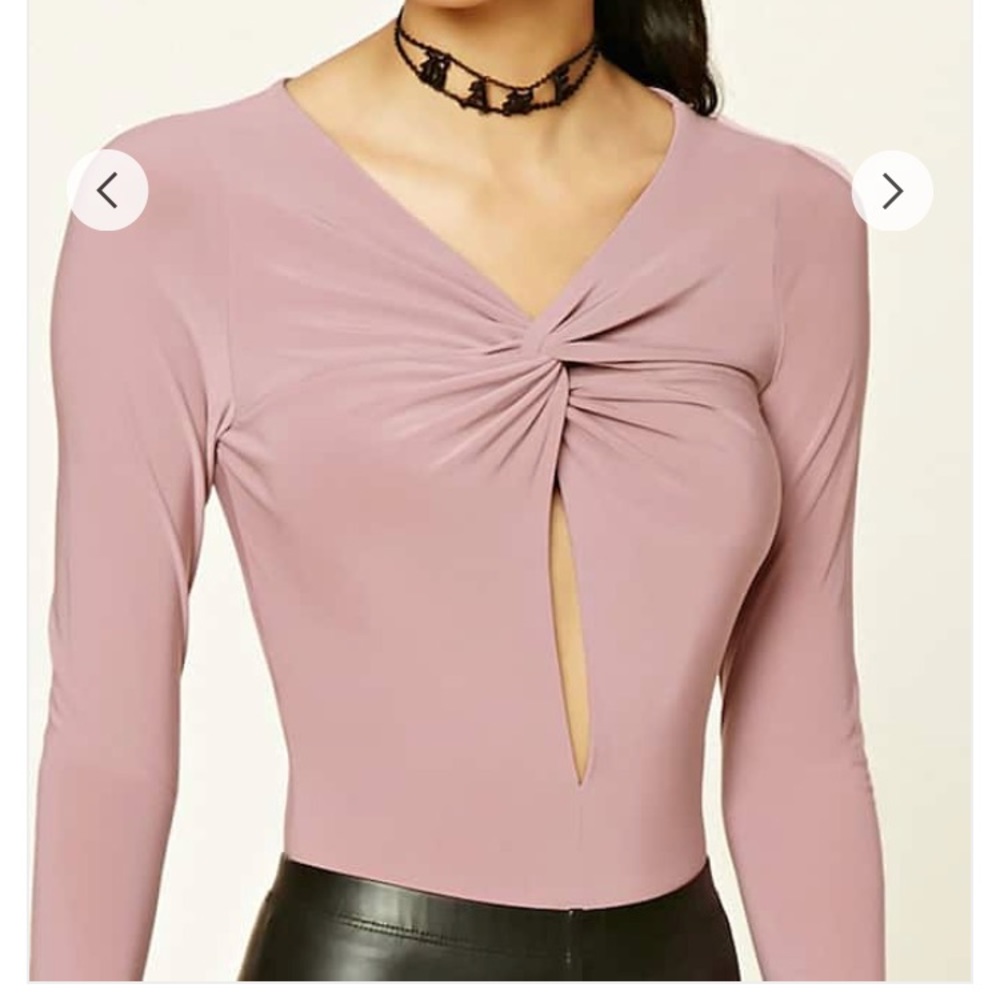 Forever 21 Mauve twist front bodysuit, size M