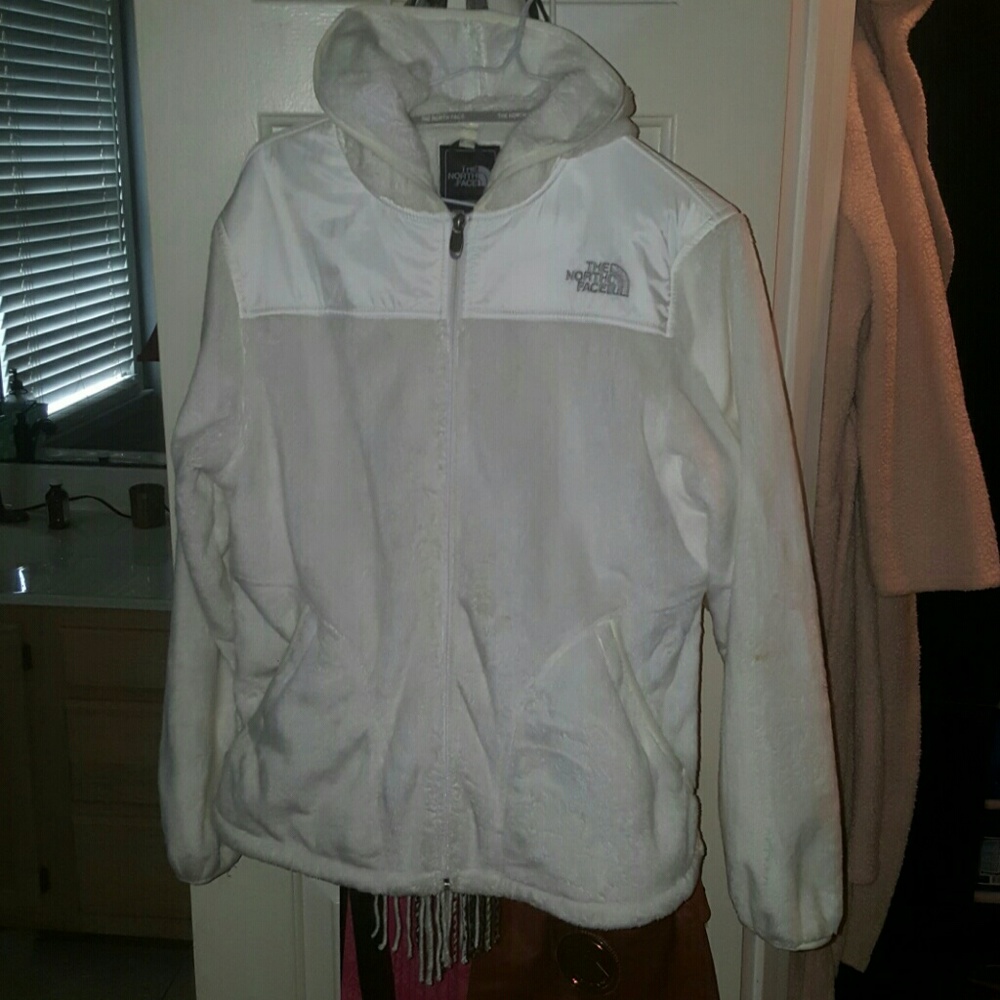 Size large white fuzzy north face