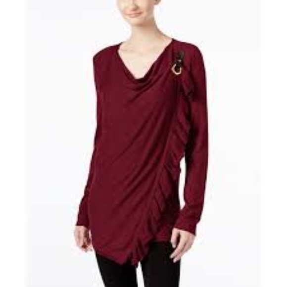 INC International Concepts Sweaters - INC Ruffle Cardigan, size small