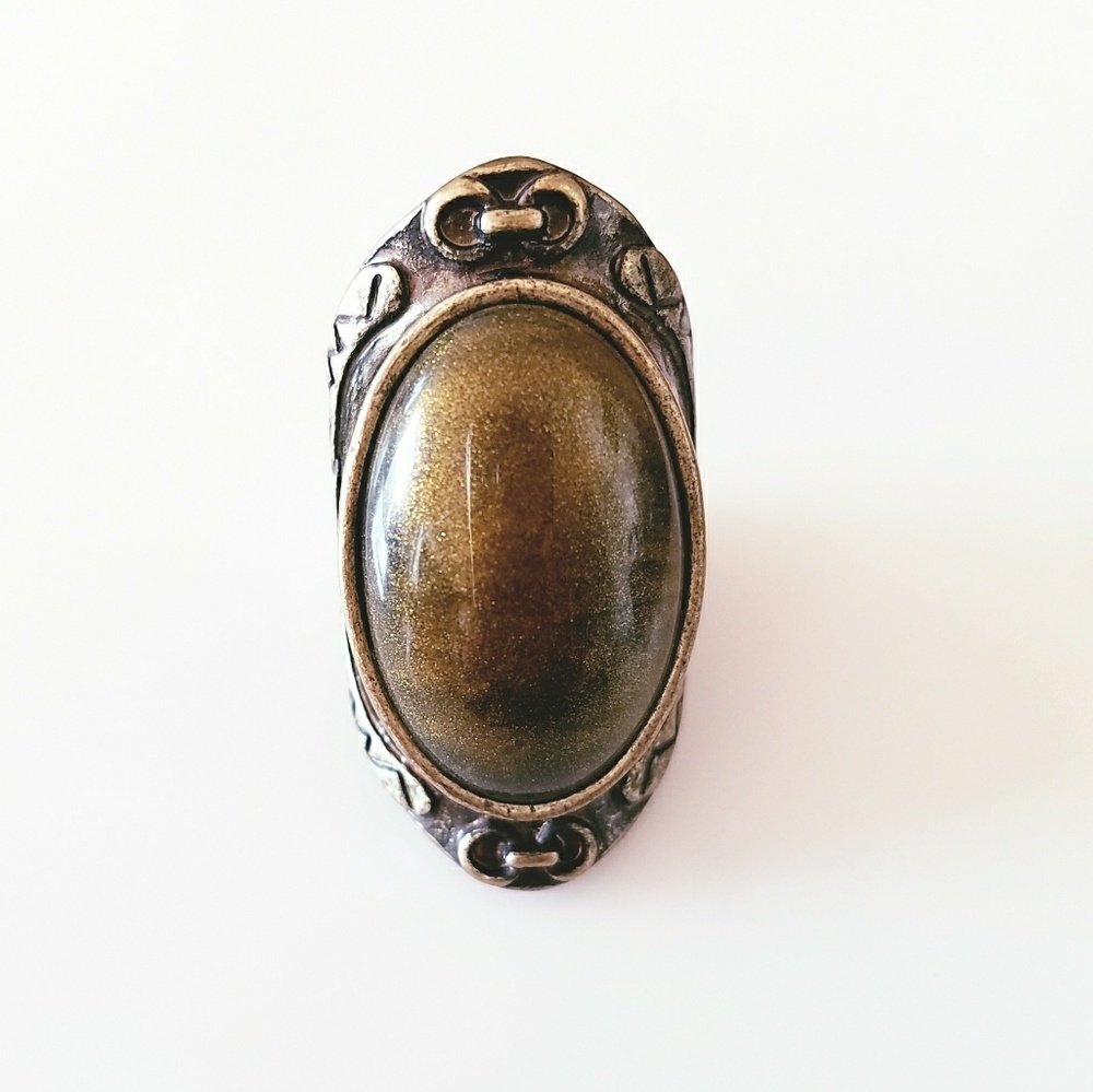 Bronze with Gold Stone Fashion Statement Ring