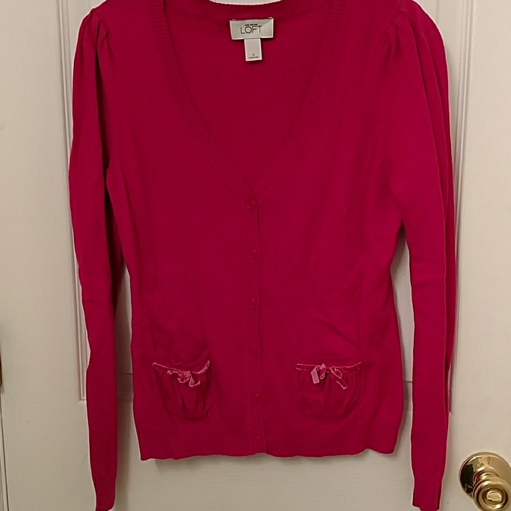 **3/$12** LOFT hot pink cardigan size S