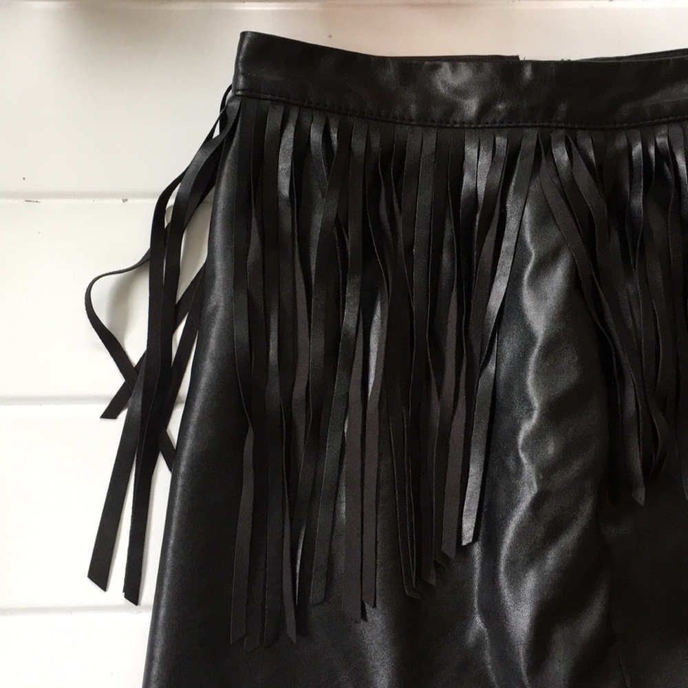 Leather fringe skirt