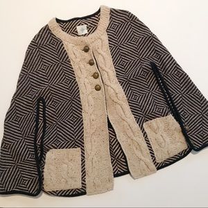 Anthropologie Granna Cabled Poncho Cape Sweater
