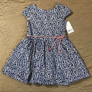 2T Carter's Blue and White Paisley Dress NEW