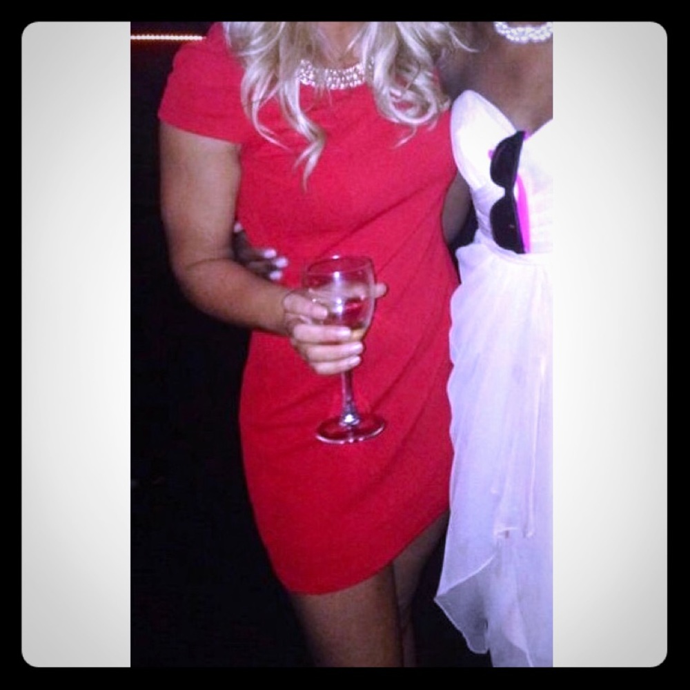 Red embellished neck Dress!