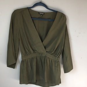 Topshop size 6 US olive green faux wrap top
