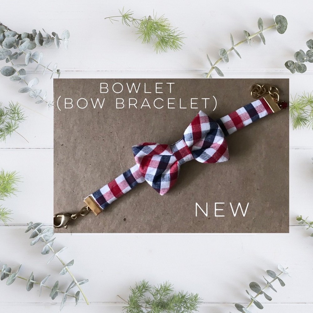 Bow Bracelet in Red, White and Blue Check