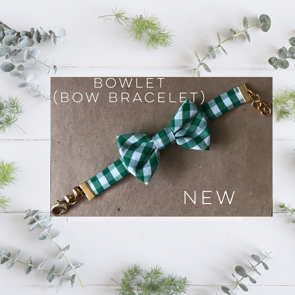 Bow Bracelet in Green Check
