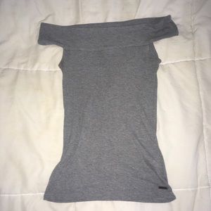 Gray off the shoulder shirt