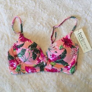 Coral Floral bathing suit top