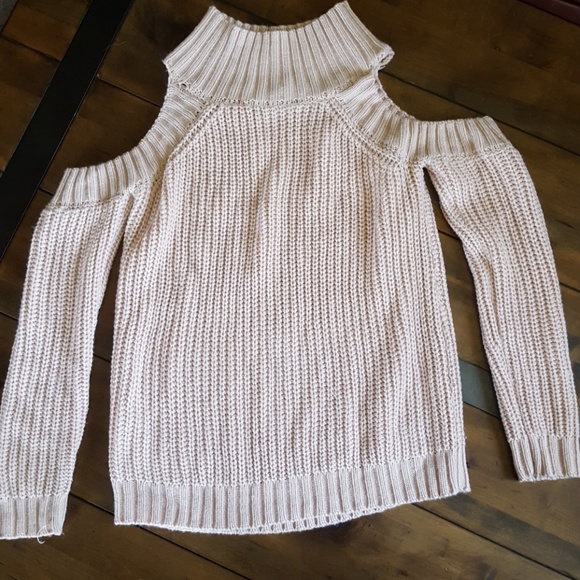 Miracle Sweaters - Bohme Cozy Knit Blush Cold Shoulder Sweater