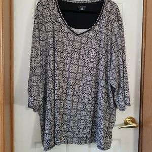 Catherine's Black & White Print Blouse - 5X