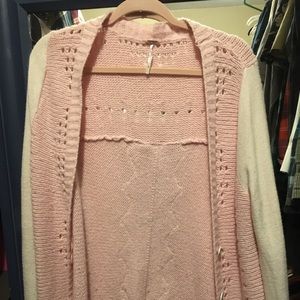 FREE PEOPLE PINK W/ LACE SWEATER