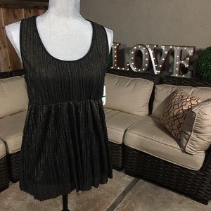 NWT Black & Gold Mesh Racerback Pleated Night Out