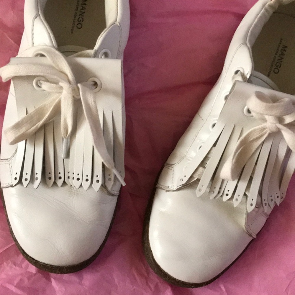 Mango leather fringed sneaker