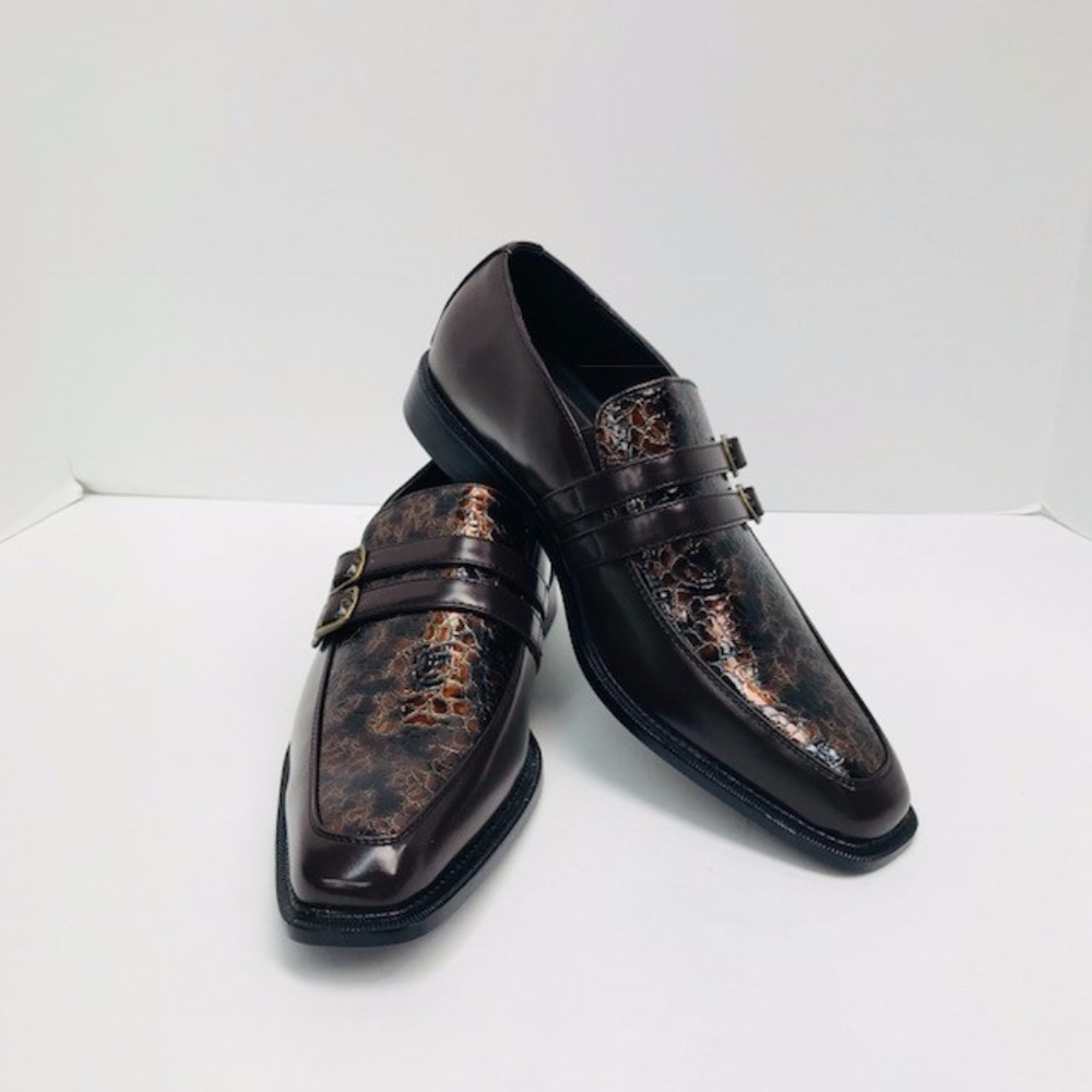 Bolano Men's Brown Loafers Double Strap Man Made Material Sizes 9 - 11