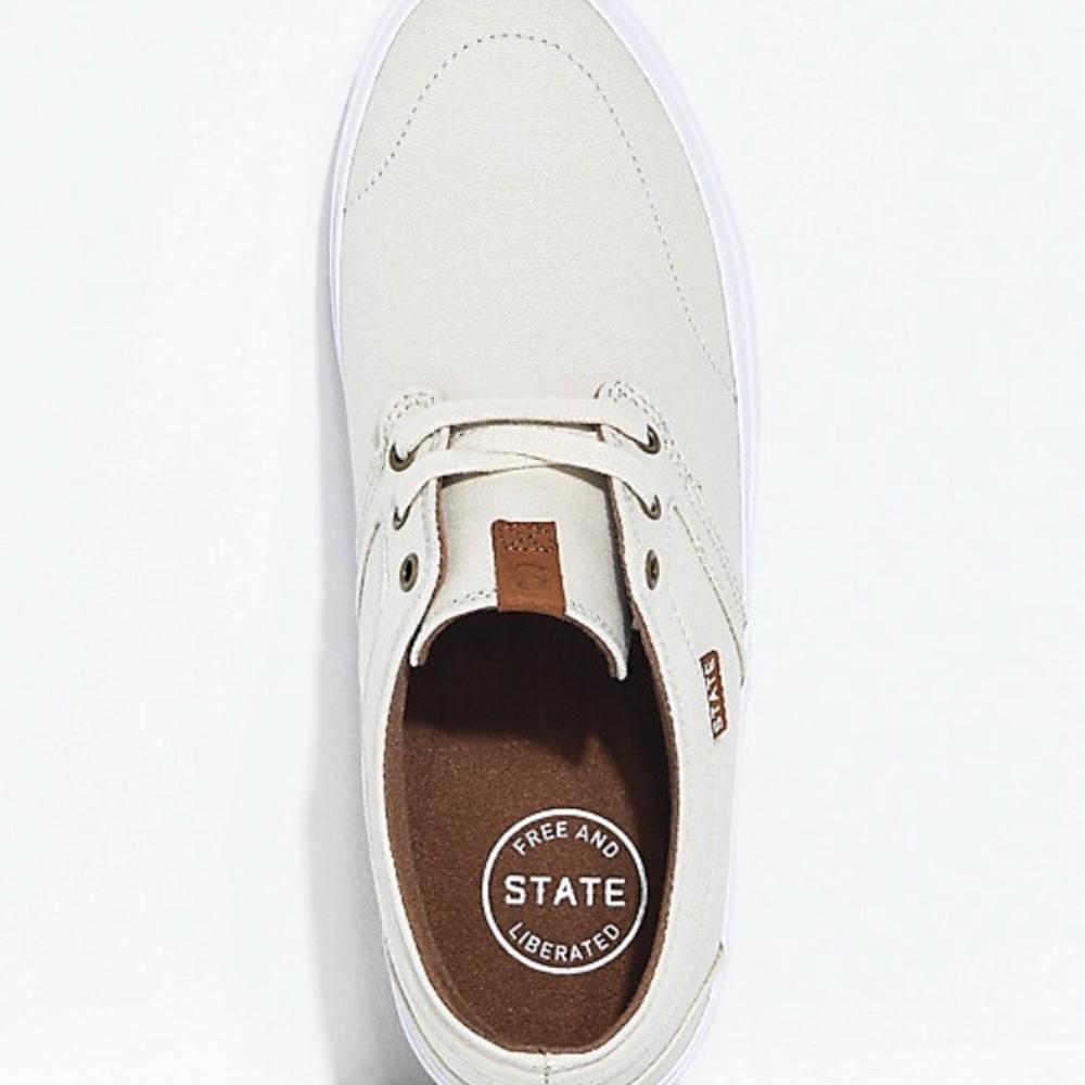 STATE BISHOP CREAM & WHITE CANVAS SKATE SHOES