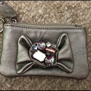 Gunmetal Bow Gem Mini Wallet