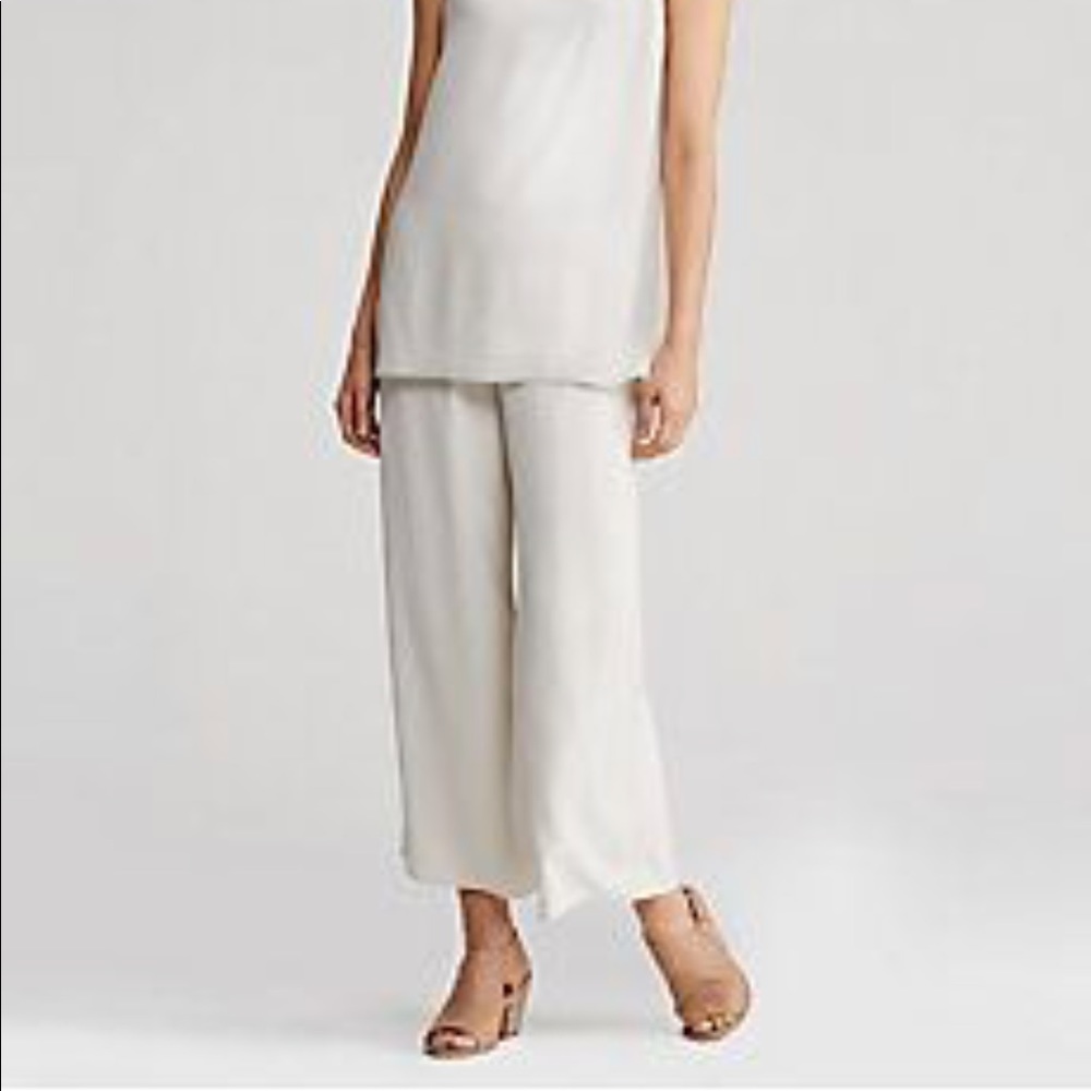 EILEEN FISHER 100% SILK GEORGETTE SLACKS PANT