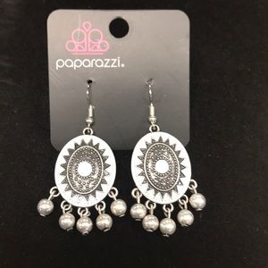 White and Silver Dangle Earrings