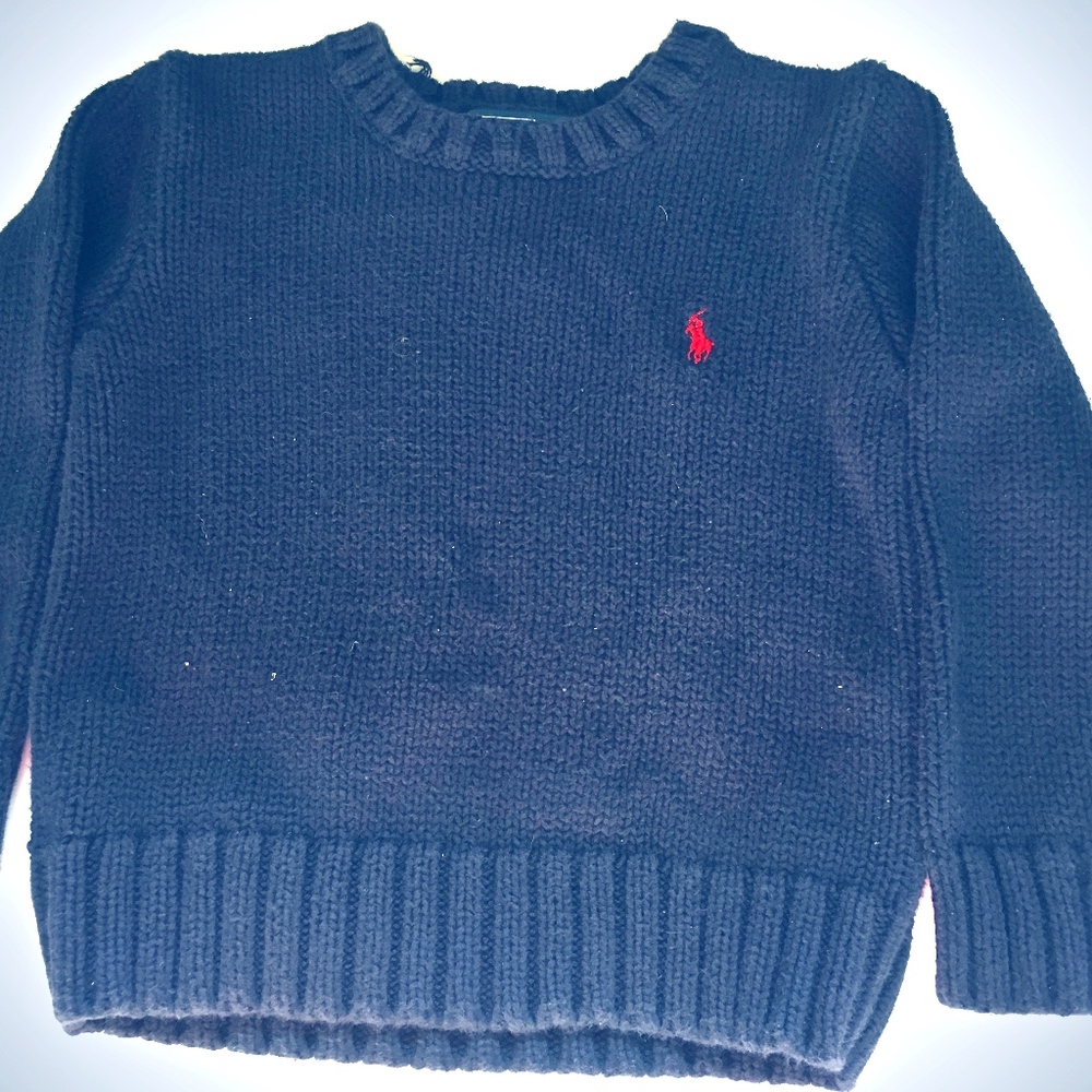 3T Ralph Lauren DARK BLUE COTTON CREWNECK SWEATER