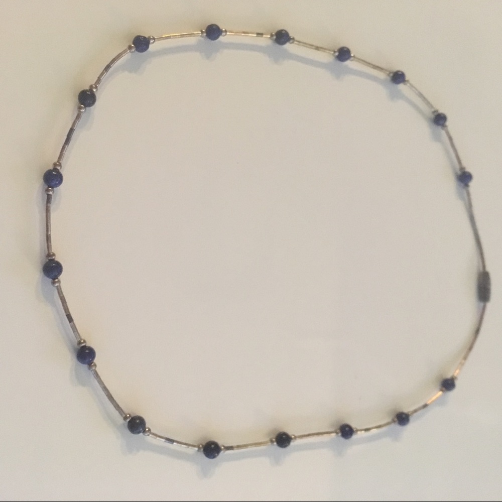 Silver lapis lazuli short necklace
