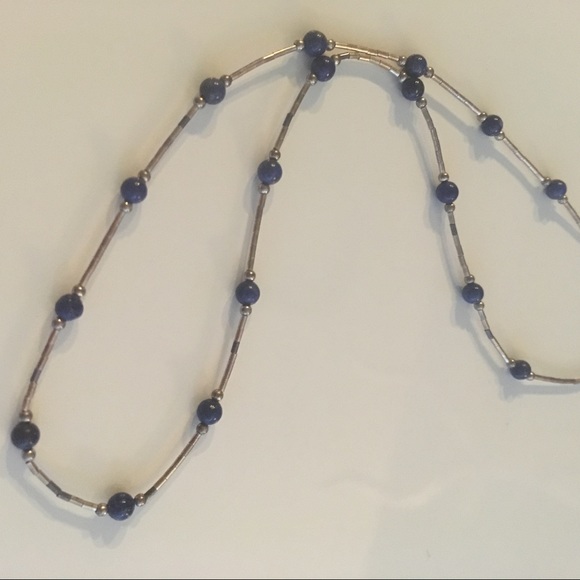 Silver lapis lazuli short necklace - Picture 2 of 4