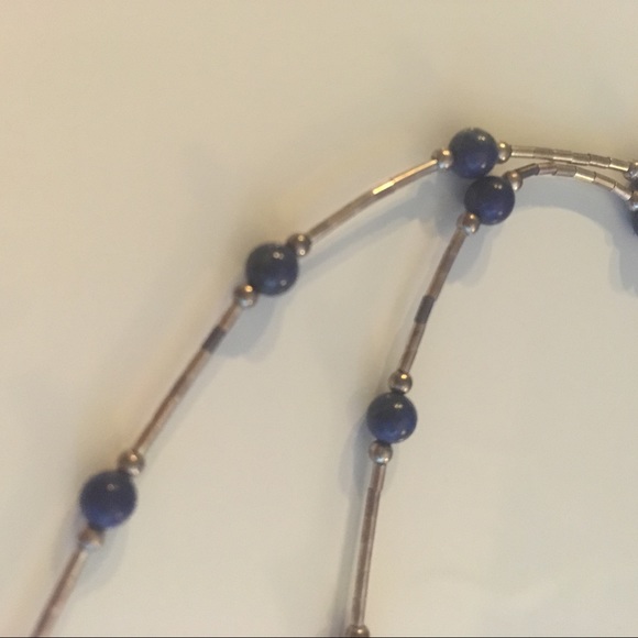 Silver lapis lazuli short necklace - Picture 3 of 4