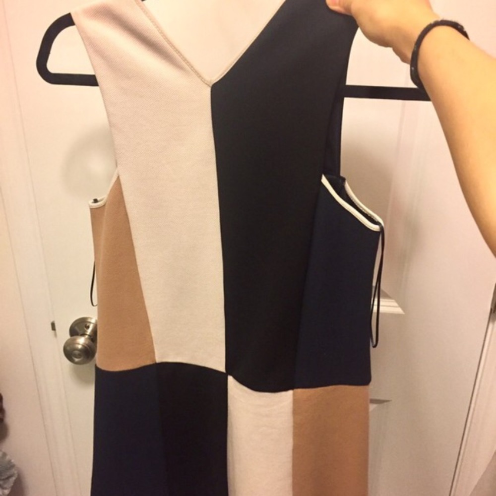 Zara navy blue color block dress