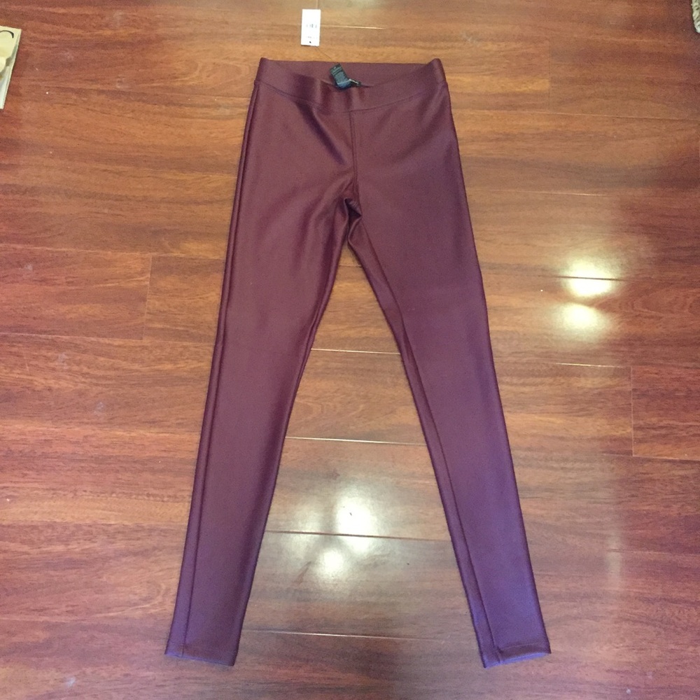 Express Matte Burgundy Leggings // Faux Leather