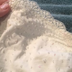 Beaded white tank with lace