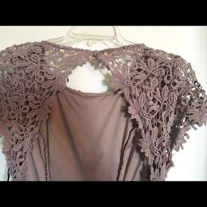 Taupe Backless Lace Dress