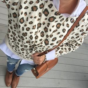 J Crew Leopard Sweatshirt Sz M