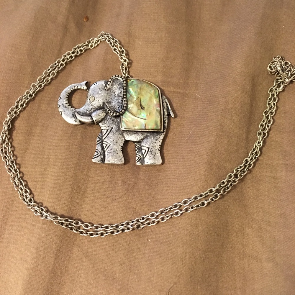 Opal elephant necklace