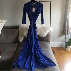 Dvf Abigail Cobalt Blue Maxi Long Wrap Dress