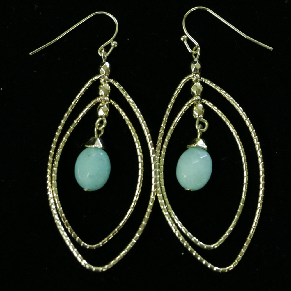 NWT Gold dangle with blue semi precious LTDE40 - Picture 6 of 7