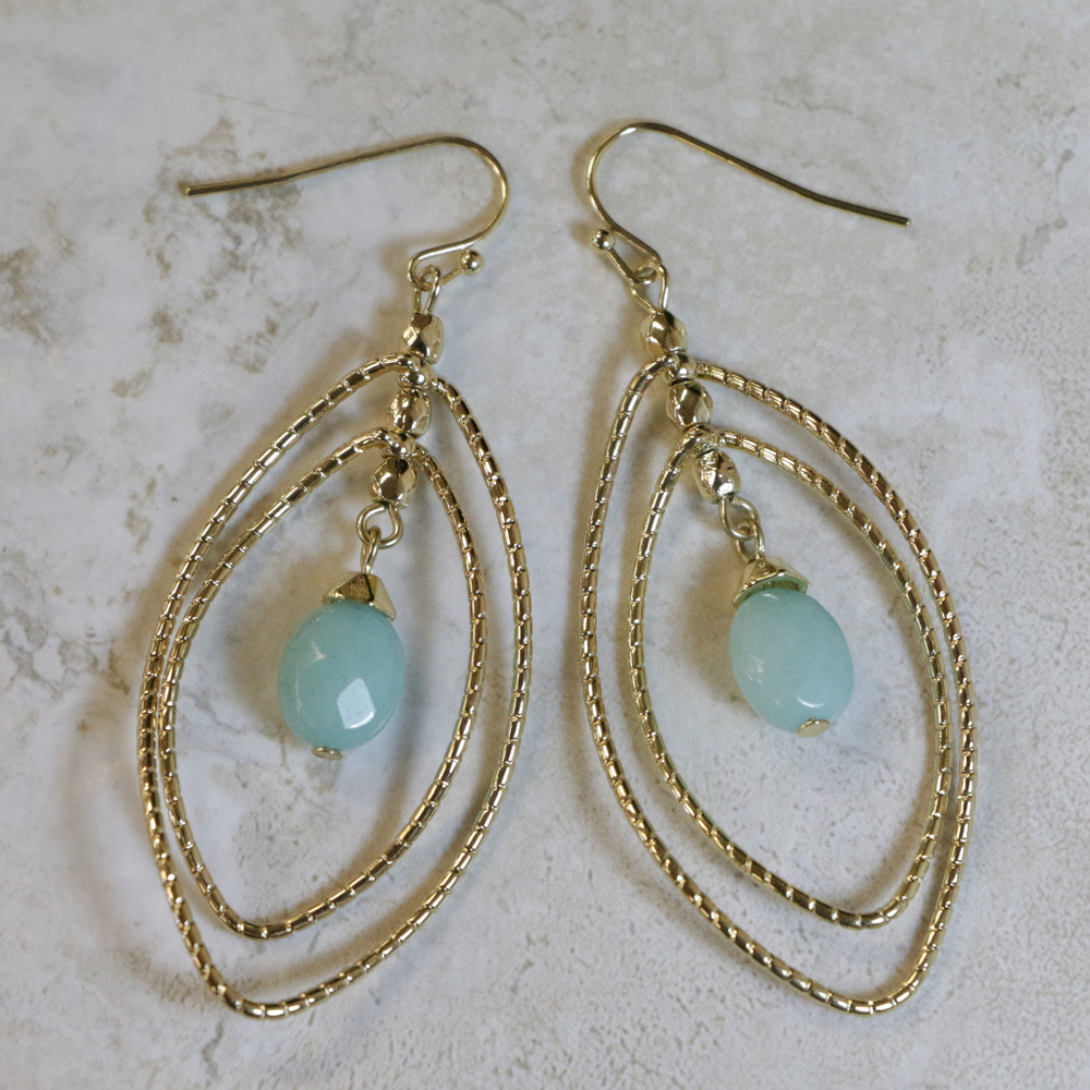 NWT Gold dangle with blue semi precious LTDE40 - Picture 7 of 7