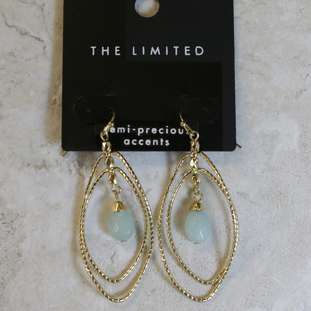 NWT Gold dangle with blue semi precious LTDE40 - Picture 2 of 7