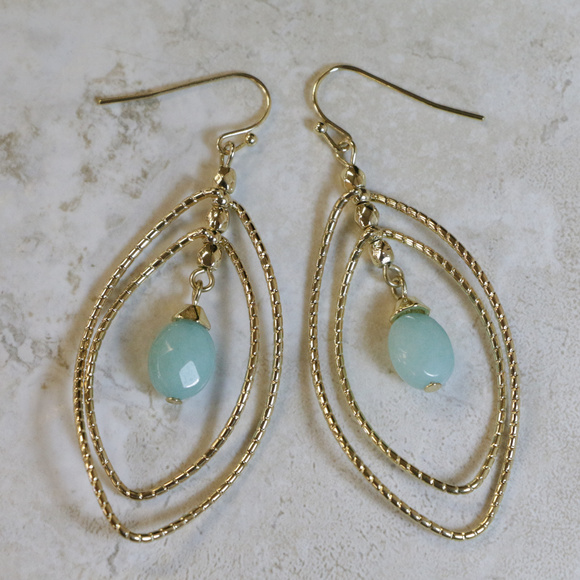 NWT Gold dangle with blue semi precious LTDE40 - Picture 7 of 7