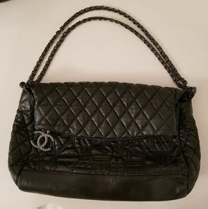 Authentic CHANEL CC Logo Quilted Black Tote Bag