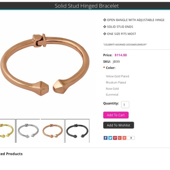 Lisa Freede Rose Gold Solid Stud Hinged Bracelet - Picture 4 of 4