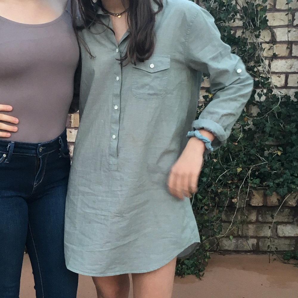 j crew green shirt dress